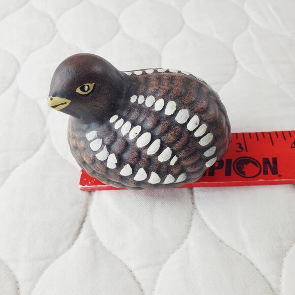 Vintage Handmade & Painted Small Ceramic Pheasant Figurine Bird Brown Decor - Picture 5 of 7